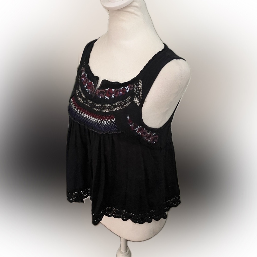 Free People Rare Stitch Wonderland Floral Embroidered Blouse Size Small